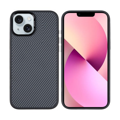 Rixus Mag Carbon – Telefoonhoesje – MagSafe Case – Carbon Design – Titanium Zwart – iPhone 14