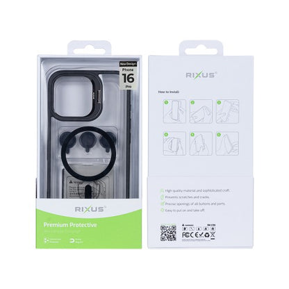 Rixus Classic 03 – Telefoonhoesje – MagSafe Case – Slank & Beschermend – Zwart – iPhone 16 Pro
