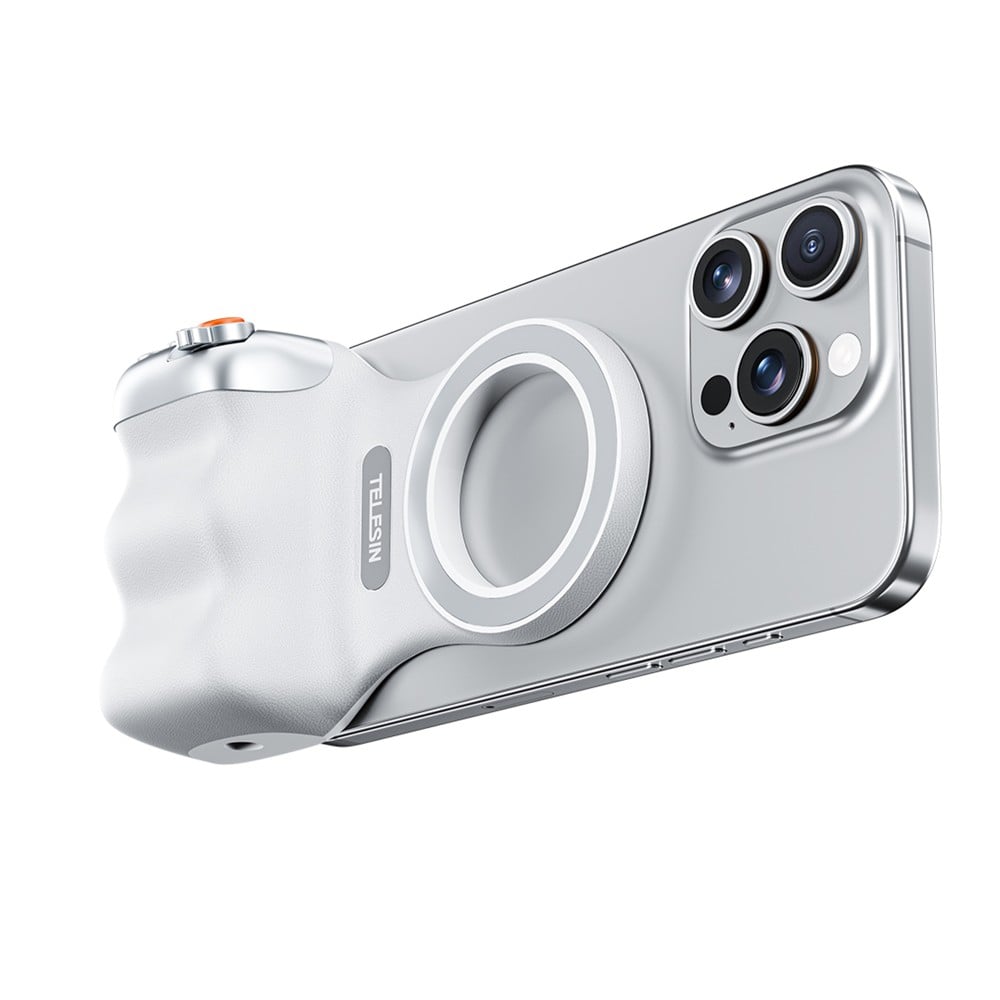 TELESIN Fun Shot MagSafe Telefoon Grip – Camera Handgreep voor iPhone – Ergonomische grip – Magnetische bevestiging – Wit