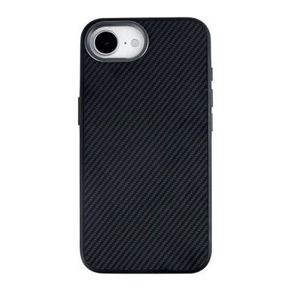Rixus Mag Carbon – iPhone 16e/17e Hoesje – MagSafe Compatibel – Carbon Design – Titanium Black
