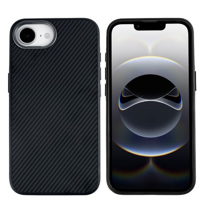 Rixus Mag Carbon – iPhone 16e/17e Hoesje – MagSafe Compatibel – Carbon Design – Titanium Black