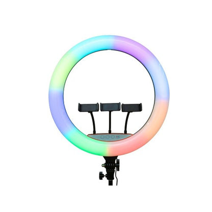 Rixus RXLG32 22” RGBW Ringlamp met Statief & Telefoonhouder – Professionele Dimbare Selfie Lamp voor Content Creators