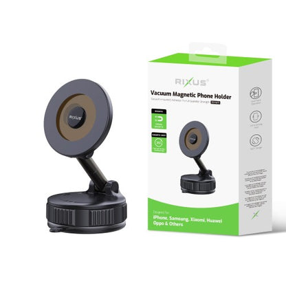 Rixus RXHM71 Magnetische Autohouder – Vacuum Zuignap – MagSafe Telefoonhouder – Zwart
