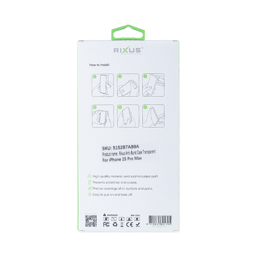 Rixus Anti-Burst – Telefoonhoesje – Beschermhoes – Transparant TPU – iPhone 15 Pro Max