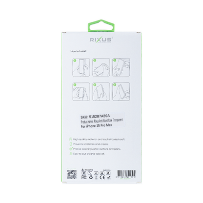 Rixus Anti-Burst – Telefoonhoesje – Beschermhoes – Transparant TPU – iPhone 15 Pro Max