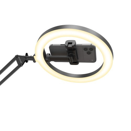 Rixus RXLG30 Ringlamp met Bureauklem – 10 Inch Ring Light voor Video's, Streaming en Videobellen – Zwart