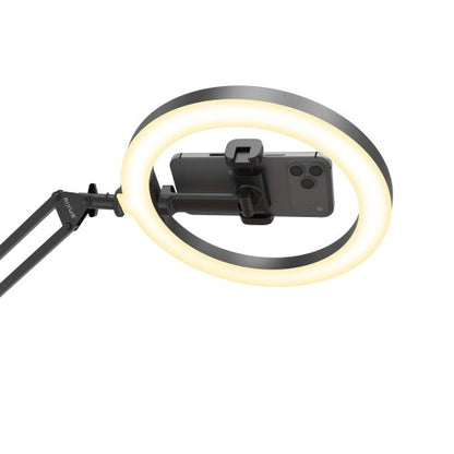 Rixus RXLG30 Ringlamp met Bureauklem – 10 Inch Ring Light voor Video's, Streaming en Videobellen – Zwart