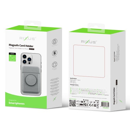 Rixus RXCH20B MagSafe Kaarthouder – Magnetische Pasjeshouder voor iPhone – Compact & Stijlvol – Lichtgrijs