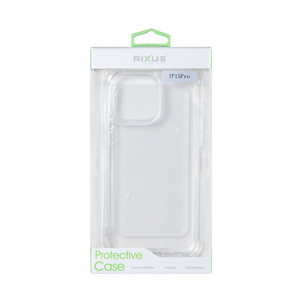 Rixus Anti-Burst Hoesje voor iPhone 15 Pro – Transparant – Schokbestendige TPU Beschermhoes