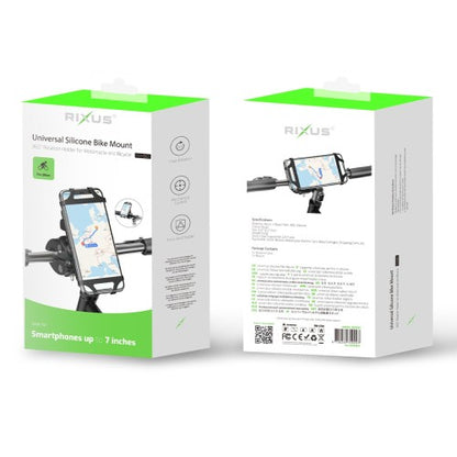 Rixus RXHB61 Siliconen Fiets Telefoonhouder – Universeel & 360° Draaibaar – Stuurhouder Smartphone – Zwart
