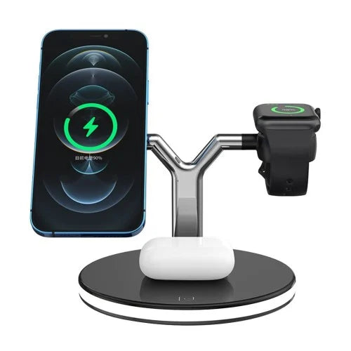 Rixus RXWC40 3-in-1 MagSafe Draadloos Oplaadstation – iPhone, Apple Watch & AirPods – Zwart