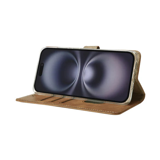 iPhone 17 Bookcase hoesje portemonnee- Rixus - Lichtbruin