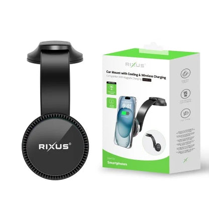 Rixus RXWC72 Autohouder met Koeling & Draadloos Opladen (15W) – Zwart