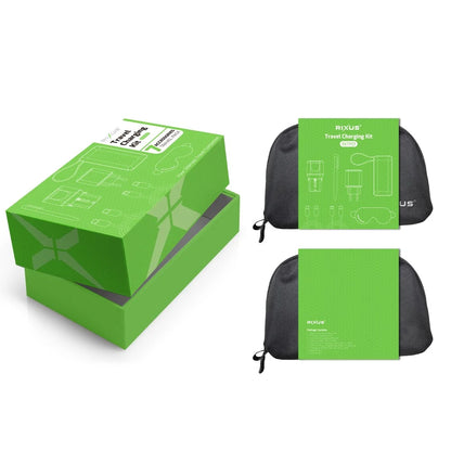 Rixus RXTP01 Recharge Travel Pack – Complete Reisset met 10000mAh Powerbank, 33W GaN Snellader en Kabels – Zwart