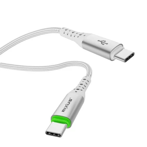 Rixus USB-C naar USB-C Kabel met Auto-Disconnect – Snellaadkabel – Wit