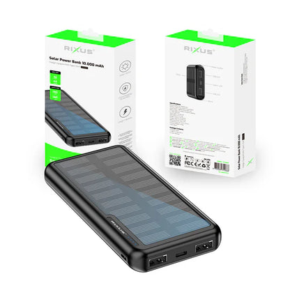 Rixus RXPB45 Solar Powerbank 10000 mAh - Zwart