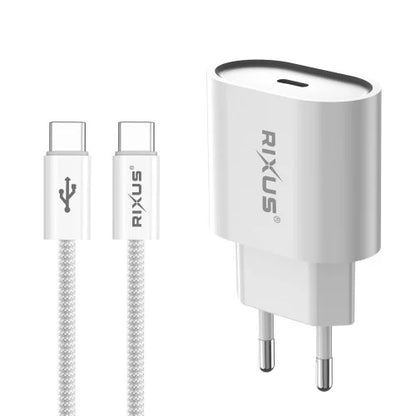 Rixus RXHC30C – USB-C naar USB-C Kabel – 1.8 Meter – 30W Snelladen – Wit