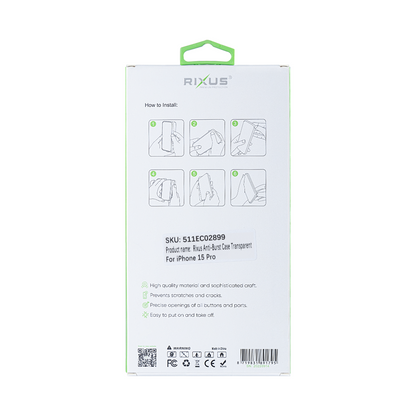 Rixus Anti-Burst Hoesje voor iPhone 15 Pro – Transparant – Schokbestendige TPU Beschermhoes