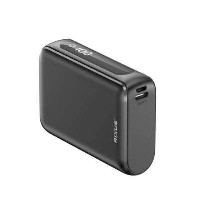 Powerbank Rixus RXPB24 - Compact -  Digital Display 10000mAh - Zwart
