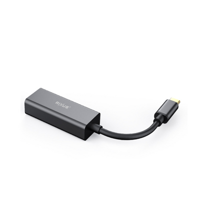 Rixus RXEA01 USB-C naar RJ45 Gigabit Adapter – 1 Gbps – Plug & Play – Grijs