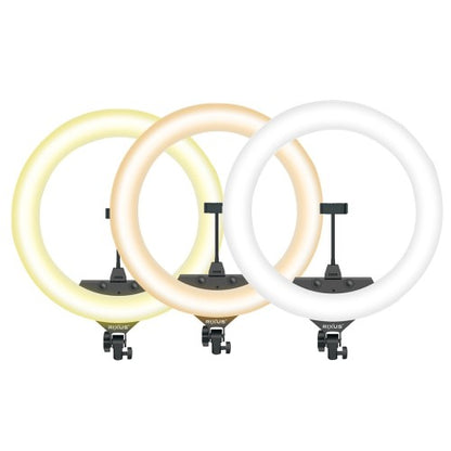 Rixus RXLG14 Ringlamp 14 Inch met Statief & Telefoonhouder – LED Selfie Ring Light – Dimbaar – Wit