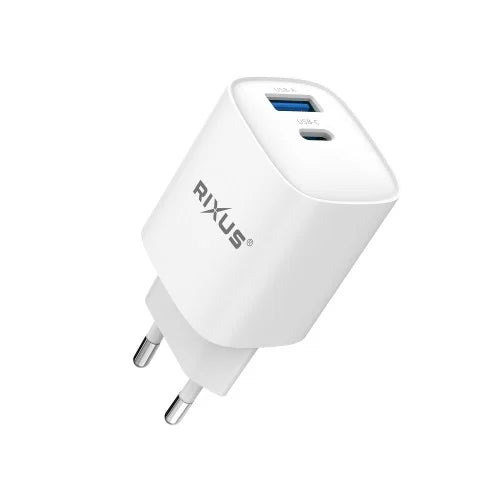 Rixus RX95A 30W USB-C GaN Snellader – PD Power Adapter – Compacte Oplader – Wit