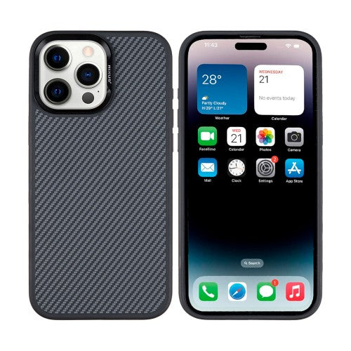 Rixus Mag Carbon – Telefoonhoesje – MagSafe Case – Carbon Design – Titanium Black – iPhone 15 Pro Max
