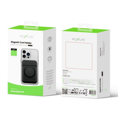 Rixus RXCH20B MagSafe Kaarthouder – Magnetische Pasjeshouder voor iPhone – Compact & Stijlvol – Zwart