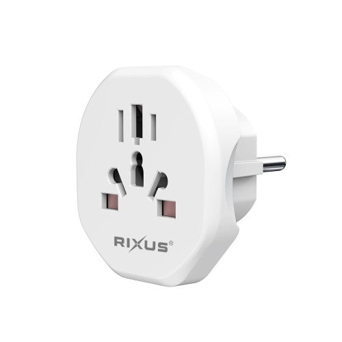 Rixus RXHC27 EU Reisadapter – Wereldstekker Europa – Compacte Travel Adapter – Wit