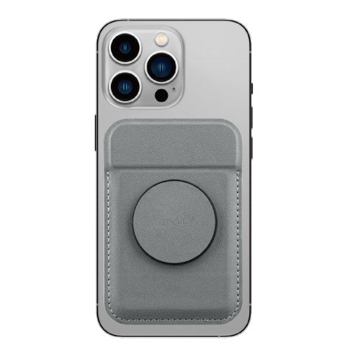 Rixus RXCH20B MagSafe Card Holder – Magnetic Card Wallet for iPhone – Compact & Stylish – Light Grey