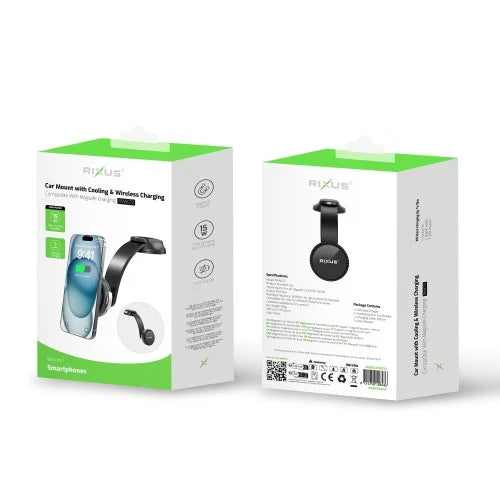 Rixus RXWC72 Autohouder met Koeling & Draadloos Opladen (15W) – Zwart
