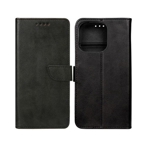 Rixus Bookcase – Telefoonhoesje – Wallet Case met Klep – Zwart Kunstleer – iPhone 16 Pro Max