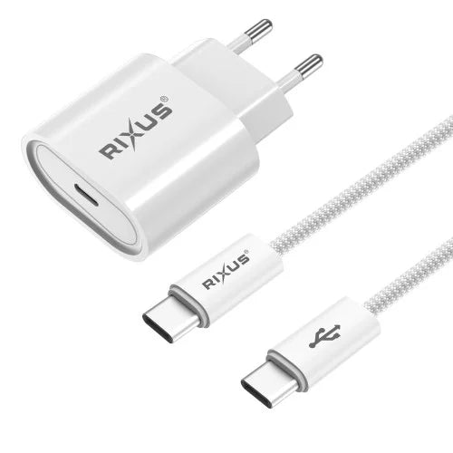 Rixus RXHC30C – USB-C naar USB-C Kabel – 1.8 Meter – 30W Snelladen – Wit