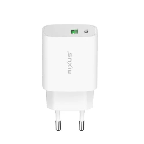 Rixus RX90CC 20W USB-C Snellader met USB-C naar USB-C Kabel (1m) – Power Adapter – Wit