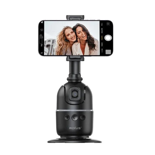 Rixus RXAG03 Auto Face Tracking Stand – 360° Tracking Function for Vlogging, Video, and TikTok – Black