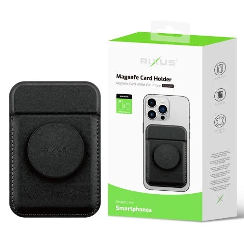 Rixus RXCH20B MagSafe Kaarthouder – Magnetische Pasjeshouder voor iPhone – Compact & Stijlvol – Zwart