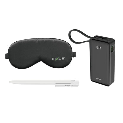 Rixus RXTP01 Recharge Travel Pack – Complete Reisset met 10000mAh Powerbank, 33W GaN Snellader en Kabels – Zwart