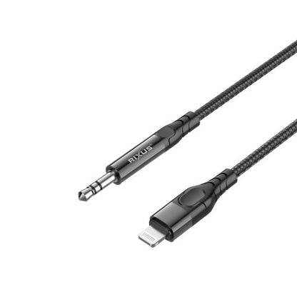 Rixus RXMU35L Lightning naar 3.5mm Jack Audiokabel 1,2 m – Gevlochten AUX Kabel – Zwart
