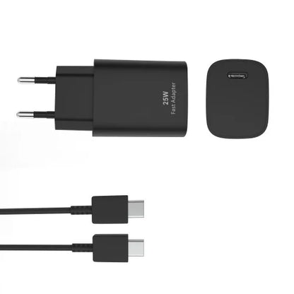 PD Adapter USB-C naar USB-C 25W – Snellader met Kabel – Zwart