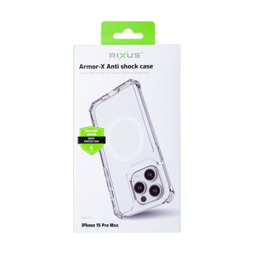 Rixus Armor-X Anti Shock Hoesje met MagSafe voor iPhone 15 Pro Max – Transparant – TPU Beschermhoes
