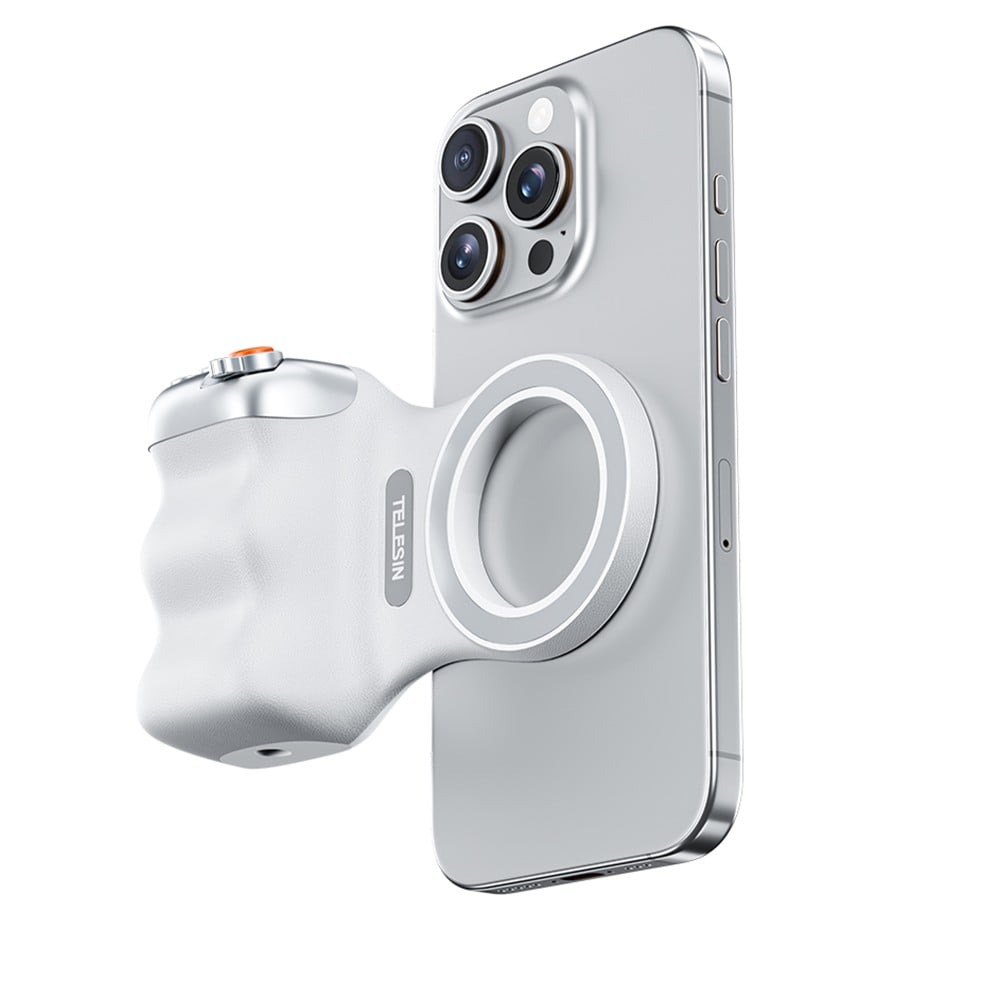 TELESIN Fun Shot MagSafe Telefoon Grip – Camera Handgreep voor iPhone – Ergonomische grip – Magnetische bevestiging – Wit