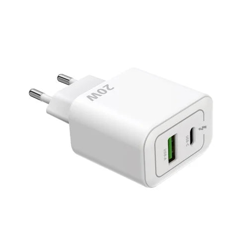 Rixus RXHC20 20W Snellader – USB-C & USB-A Power Adapter – Compacte Oplader – Wit
