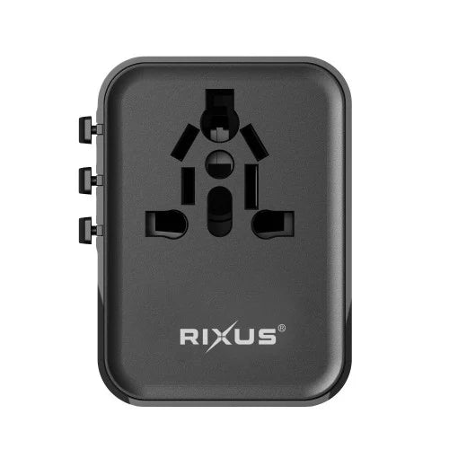Rixus RX3425 World Travel Adapter – 25W Reisadapter – 3 USB Poorten – Zwart