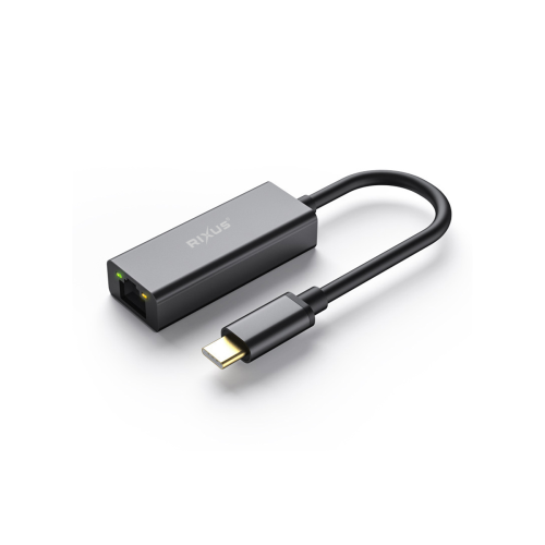 Rixus RXEA01 USB-C naar RJ45 Gigabit Adapter – 1 Gbps – Plug & Play – Grijs