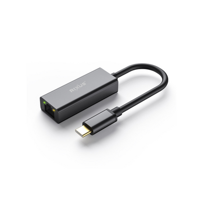Rixus RXEA01 USB-C naar RJ45 Gigabit Adapter – 1 Gbps – Plug & Play – Grijs