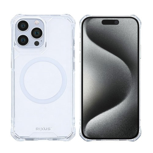 Rixus Armor-X Anti Shock Hoesje met MagSafe voor iPhone 15 Pro Max – Transparant – TPU Beschermhoes