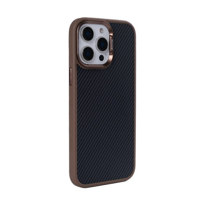 Rixus Mag Carbon – Telefoonhoesje – MagSafe Case – Carbon Design – Bruin – iPhone 14 Pro Max
