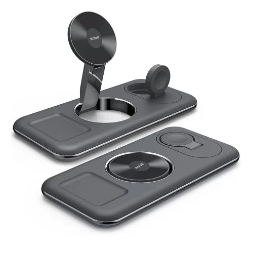 Rixus RXWC31 3-in-1 Draadloze Oplader – Stand voor Smartphone, Smartwatch & AirPods – Zwart